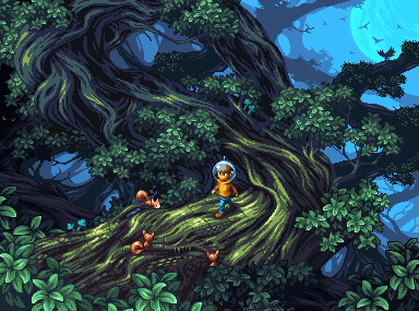 pixel background forest