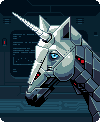 space unicorn mech pixelart